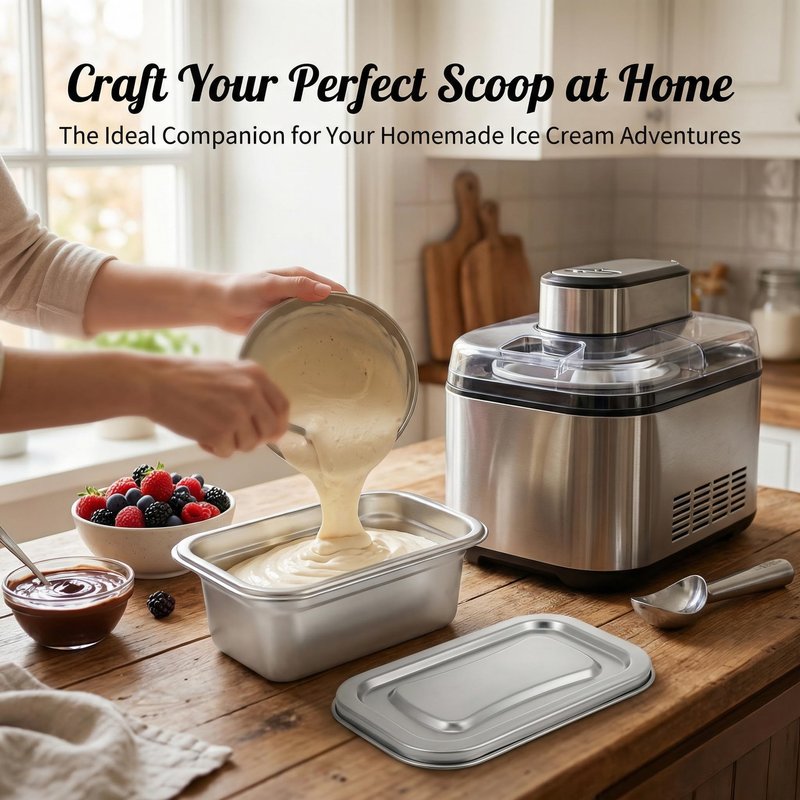 Hemoton Reusable Ice Cream Storage Containers with Lids Stainless Steel Food Keeper Freezer Box Insulated Ice Cream Tub for Refrigerator Home Made Ice Cream, 0.76 Quart Airtight Box for Frozen Yogurt