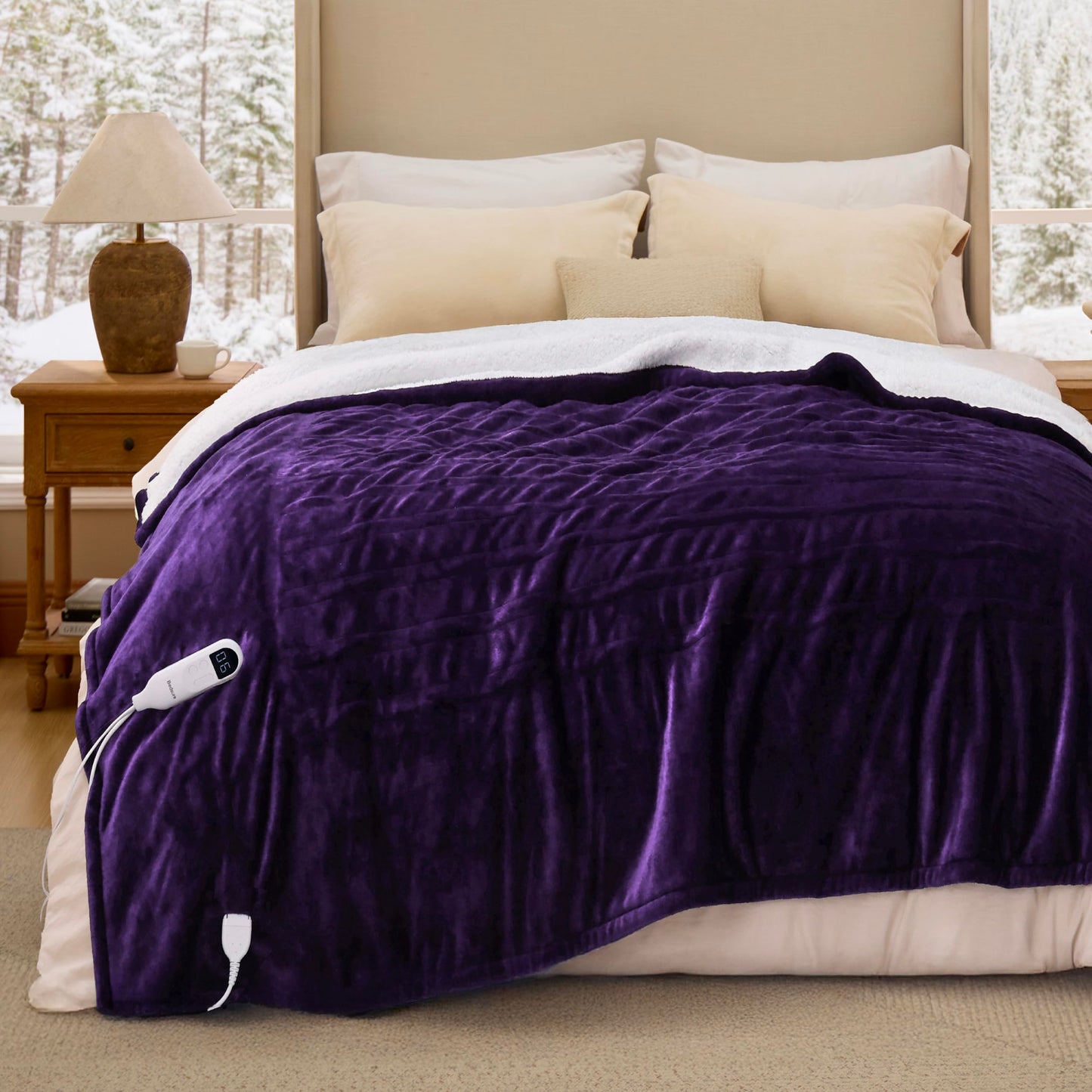Bedsure Electric Blanket King Size - Dual Control Heated Blanket King Size, Fast Heating with 10 Time Settings & 10 Heat Settings, Warm Gift for Grandma (100x90 inches, Grey)