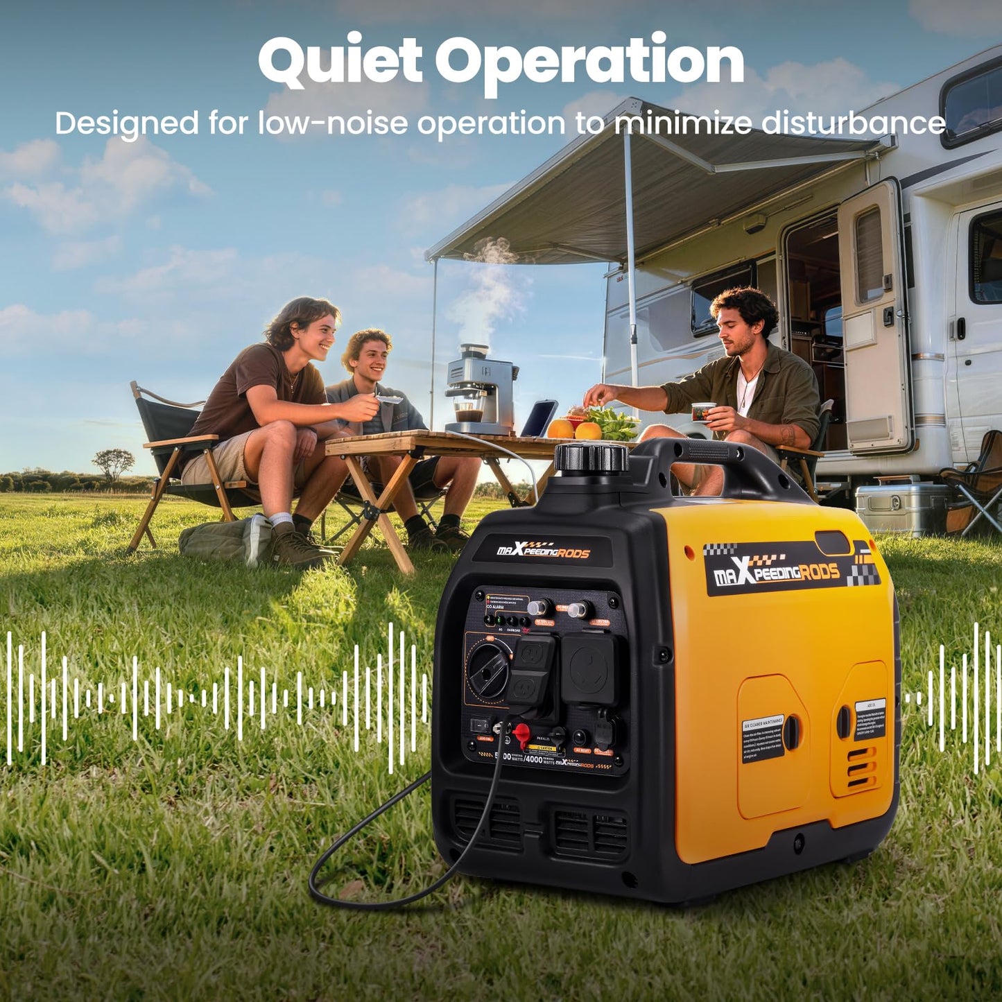 maXpeedingrods 5000 Watt Portable Inverter Generator, Gas and Power Generator, RV-Ready, Quiet and Lightweight for RV Camping