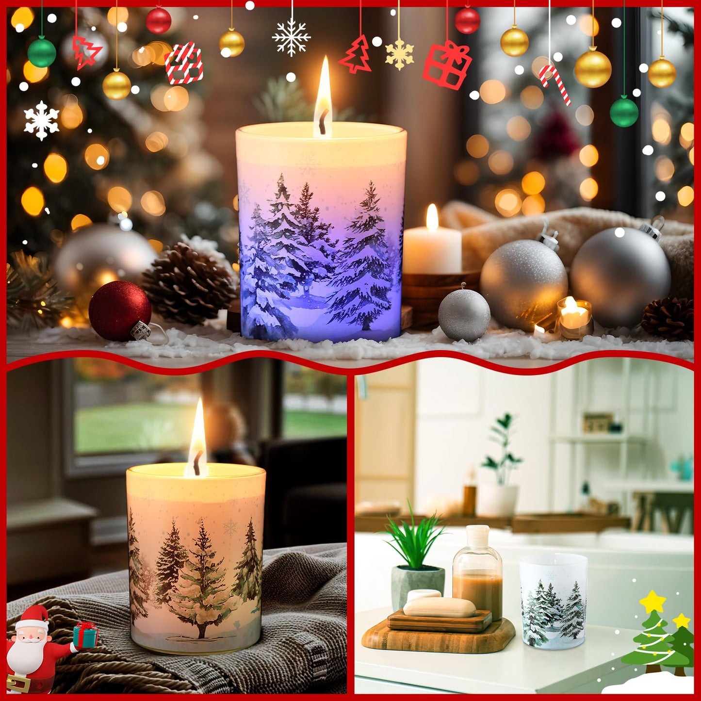 Electricwise Christmas Scented Candle Gift Set for Women, Candles Can Change Into 7 Colors, Winter Candle with 7.6oz Soy Wax Fir Holiday Candles for Christmas Women Gift(Snow Forest)