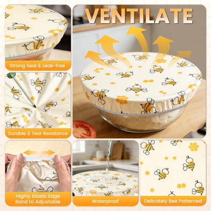 Reusable Bowl Covers for Bread Proofing, 2 Large Beeswax Bowl Covers with Elastic Band, 12 in Sourdough Bowl Cover for Food Storage and Food Preservation, Gifts for Bakers