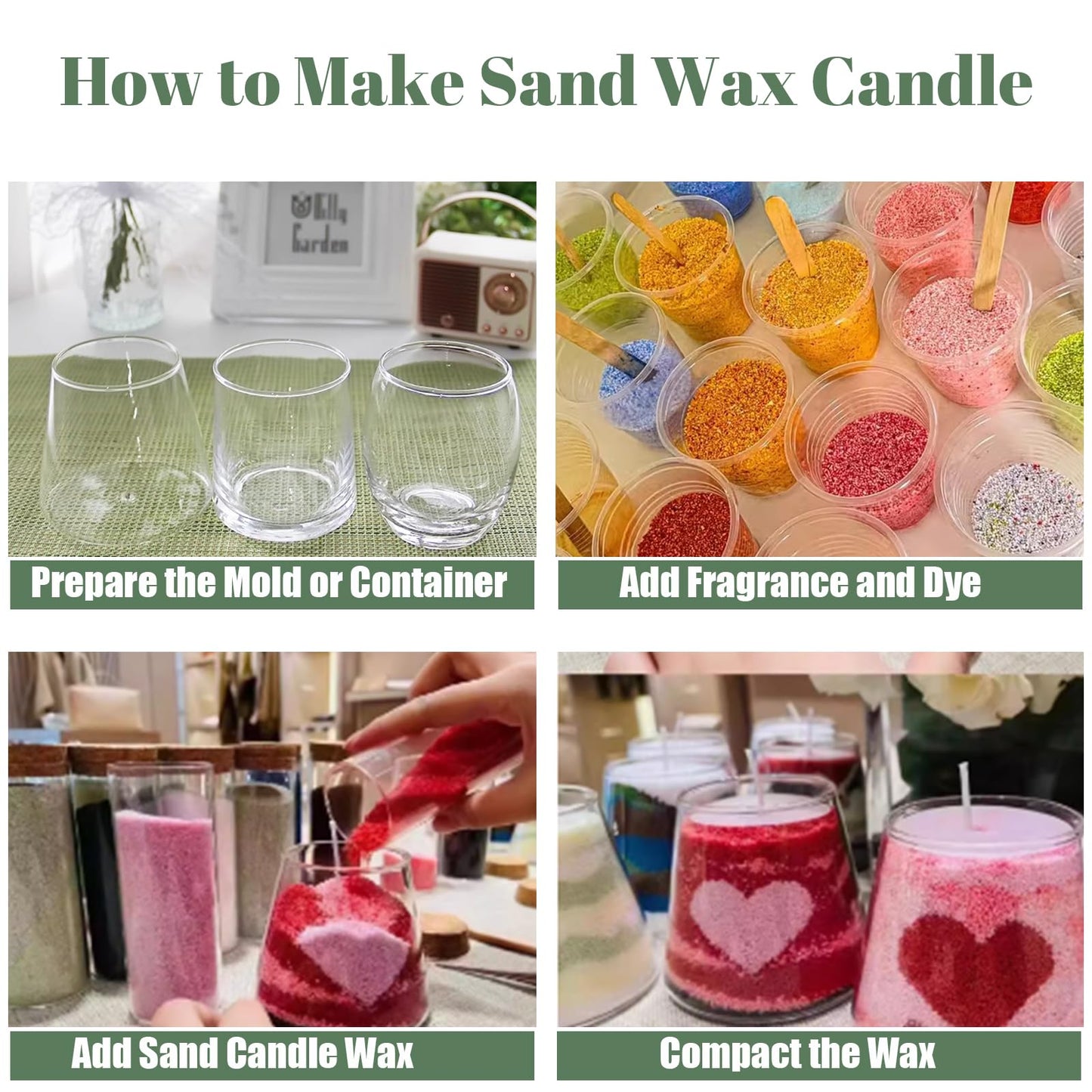 CoolCrafts Sand Wax Candle with Wicks 2 LB Pearled Sand Candle Bulk for Candle Making, Wedding Decor, Crafts - Orange