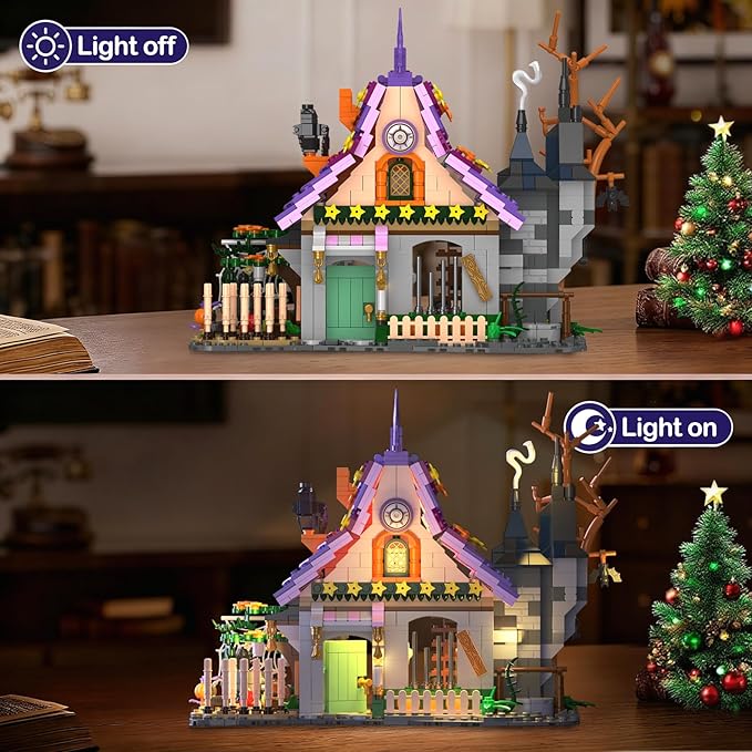 The Magical Retreat of The Witch Building Set Ideal Christmas and Easter Gift 1200 PCS Miniature House Model Building Brick Kit for Adults Teens Boys Girls 14+ (Purple-presale)