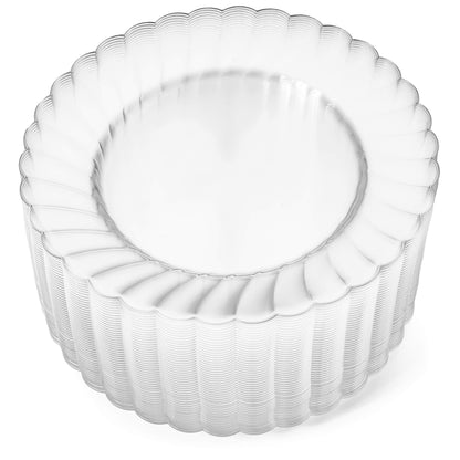 Oasis Creations Premium Hard Plastic Plate Set 100 x 6” Clear Round Plates - Washable & Reusable - Party Supplies For Birthdays, Celebrations, Buffets, Fiestas, Catering & More