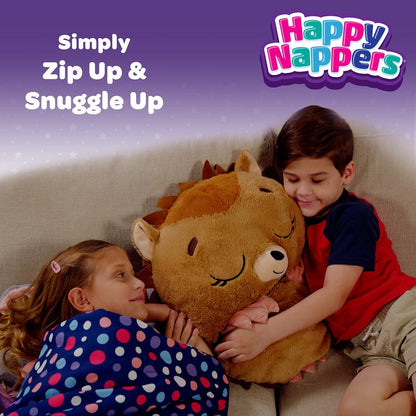 Happy Nappers Pillow & Sleepy Sack- Comfy, Cozy, Compact, Super Soft, Warm, All Season, Sleeping Bag with Pillow- Lion (Medium)