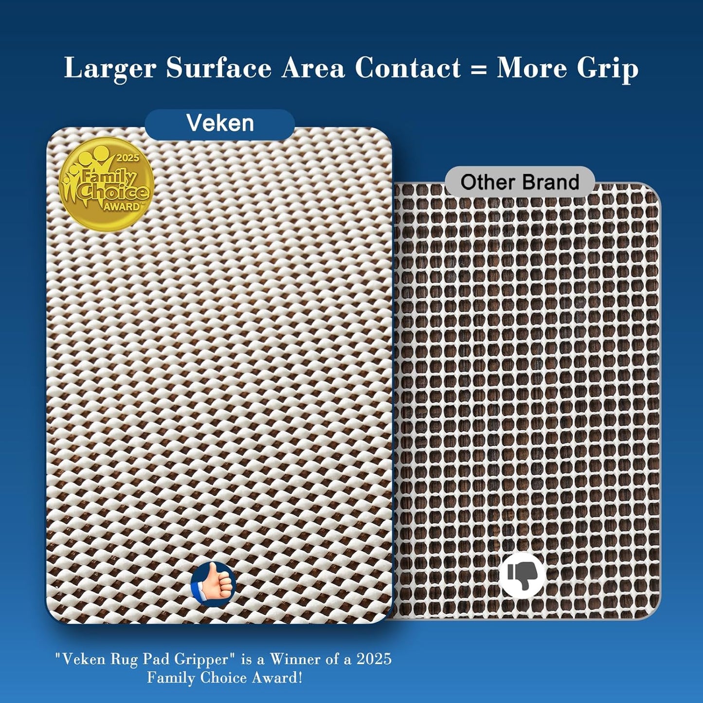 Veken Non-Slip Rug Pad Gripper - Thick 4x8 Ft Area Rug Mat for Hardwood & Tile Floors
