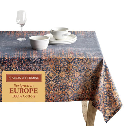 Maison d' Hermine Table Cloth Rectangle Table 100% Cotton 60 x 108 Inches Fall Tablecloth Reusable Everyday Use for Thanksgiving Christmas Decorations Dining Farmhouse Party (Imperfection)