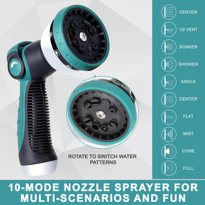 Numwot 50FT Garden Hose, 304 Stainless Steel Water Hose, Flexible with a 10-Mode Nozzle Sprayer, No Kink, Lightweight, Puncture Proof, Ideal for Yard, Lawn, Outdoor, 5/8" Outside Diameter