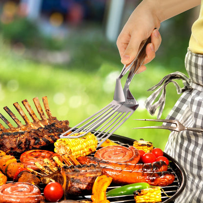 Stainless Steel Spatula Tongs for Cooking Fish Gripper Handy Pizza Clip Slotted Double Spatula Grill Tongs Metal s for Kitchen Use Fish