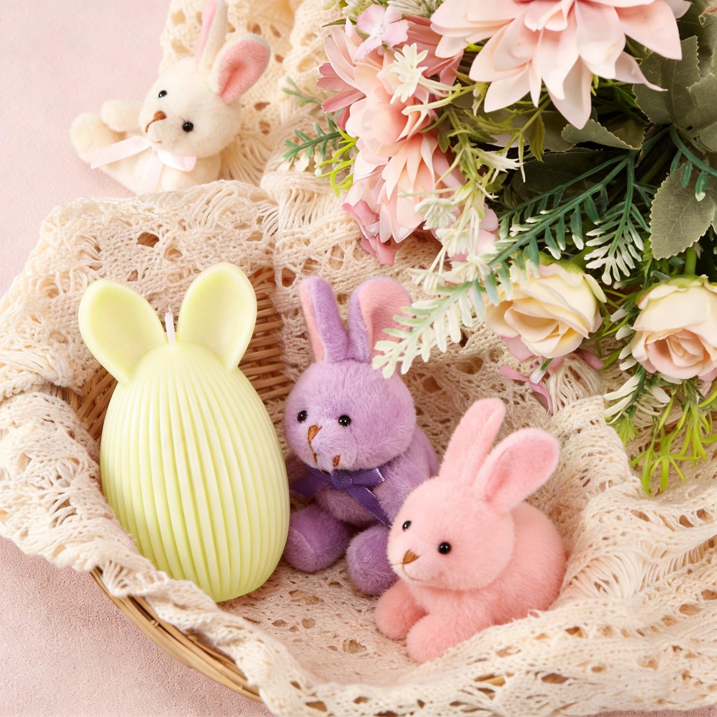 Fieldspark Easter Bunny Candles Yellow Set, 2.5'' x 4.5'' Flower & Fruit Scented Candles, Cute Rabbit Shaped Easter Gifts for Kids, Home Decor, Spring Celebration, 2 Pcs