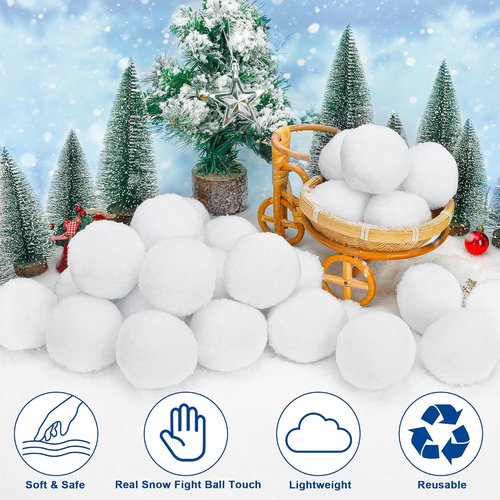 Homiar 400 Pack Plush Snow Balls - Soft Indoor & Outdoor Winter Game Toys | White Xmas Decorations