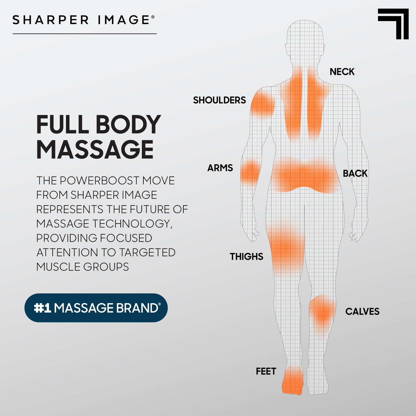 Sharper Image Percussion Massage Gun, Powerboost Move, Lightweight & Portable, 4 Attachments, 4 Speeds, Full Body Back & Shoulder Massager for Deep Tissue Muscle Recovery, Pain Relief & Soreness