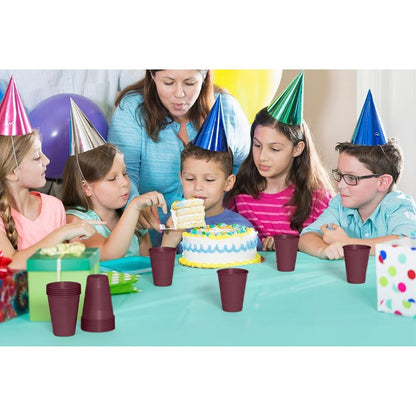 Party Solids Burgundy Plastic Cups - 12 oz, Pack Of 100