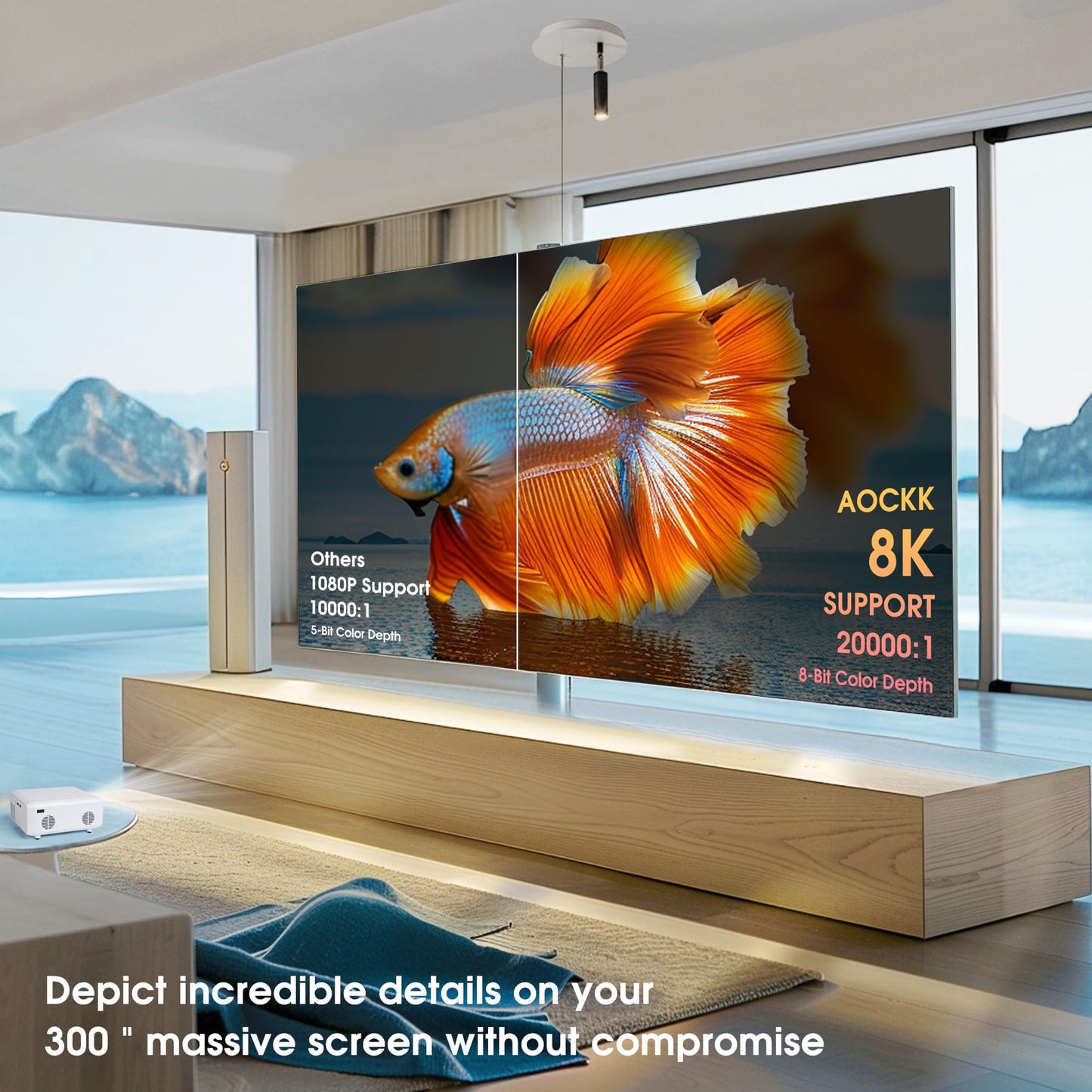Mini Projector | 4K Support 200" Giant Screen | 500 ANSI Lumens, Bluetooth 5.2 | Portable Outdoor Movie Projector Compatible with TV Stick/Phone/HDMI/PC | Built-in HiFi Speaker | indoor & outdoor use