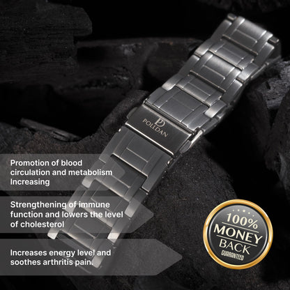 POLLDAN® Magnetic Bracelets For Men with 6200 Gauss Power | 3X Strength Mens Bracelet | Men's Jewelry with Fold-Over Clasp, Adjustable Length, Gift Box | Pulseras Magneticas Para Hombres (Gunmetal)