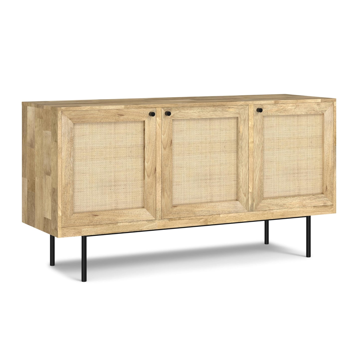 SIMPLIHOME Reeves 57 inch x 18 inch Rectangle Contemporary Modern Sideboard Buffet in Natural for The Dining Room and Kitchen