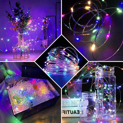 Fairy Lights | 7Ft 20 LED Twinkle String Lights - Battery Operated & Waterproof for Parties, Weddings & Decor (Rainbow-Pastel, 24 Pack)