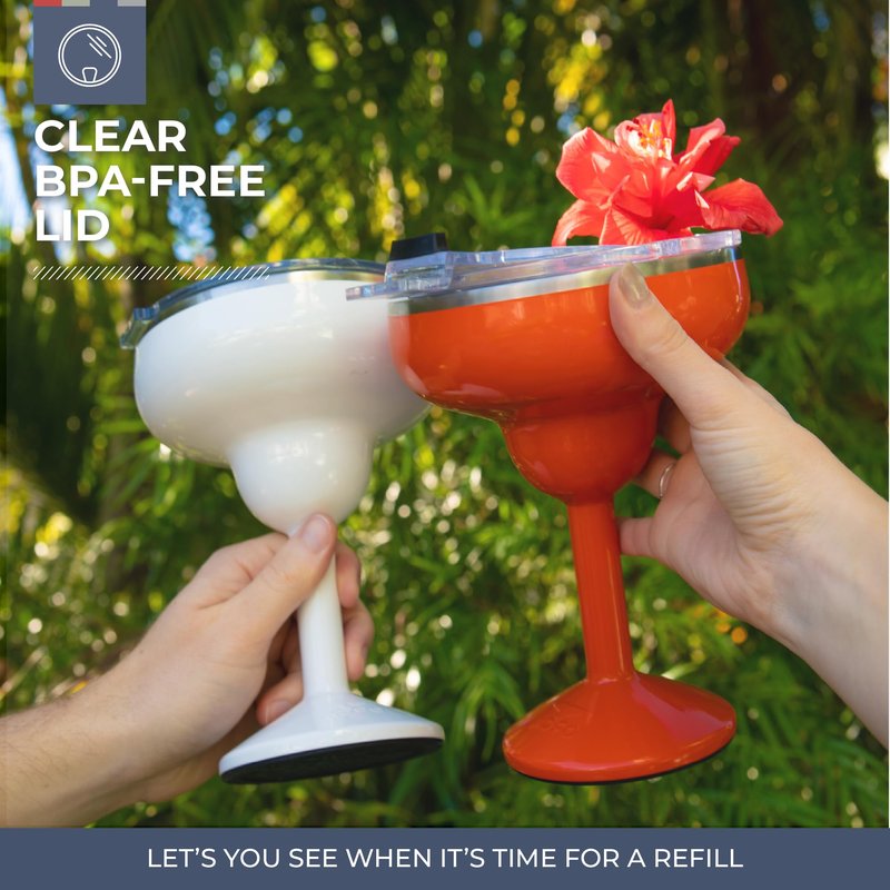 ORCA Rita | Temperature Insulated, Stainless Steel Margarita Glass, Lidded Tumbler for Cocktails, Wine & Cold Drinks — Pearl Gloss