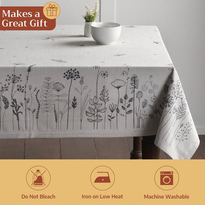 Maison d' Hermine Table Cloth Rectangle Table 100% Cotton 54 x 72 Inches Tablecloth Reusable Decorative for Dining Kitchen Room Farmhouse Home Gifts for Mothers Day Spring Summer - Flore