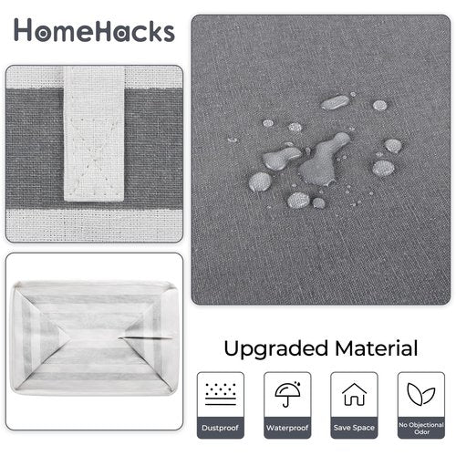 HomeHacks 2 Pack Large Laundry Baskets, Waterproof, Freestanding Laundry Hampers, Collapsible Clothes Hamper with Reinforced Handles in Laundry, College Dorm, Bathroom, Bedroom (Grey+Pink, 100Lx2)