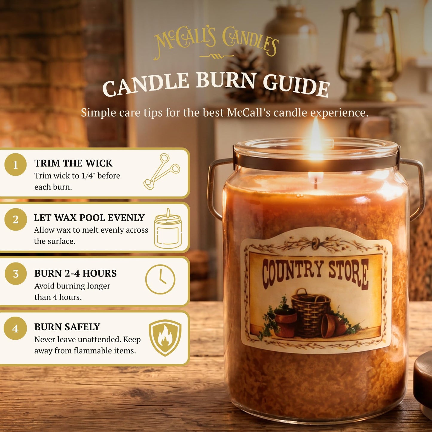 McCall’s Candles | Leather & Scotch | 26 oz Classic Jar Candle | USA-Poured | Rustic Jar with Carrying Handles | Leather & Scotch Fragrance