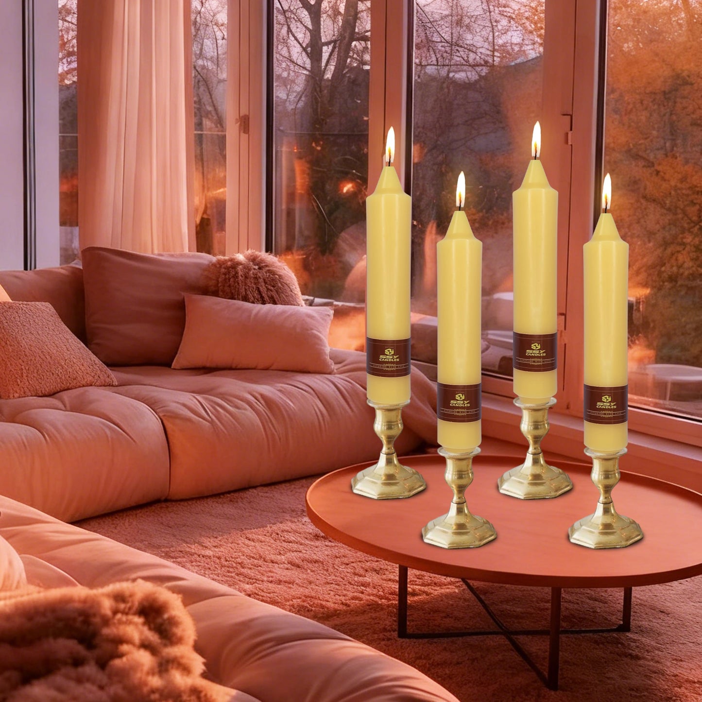 Beeswax Taper Candles 7 inch Beeswax Taper Candlesticks 4 PCS Short Candlesticks Smokeless Tapered Candle for Home Dinner Party Decoration - 8 Hour Burn Time