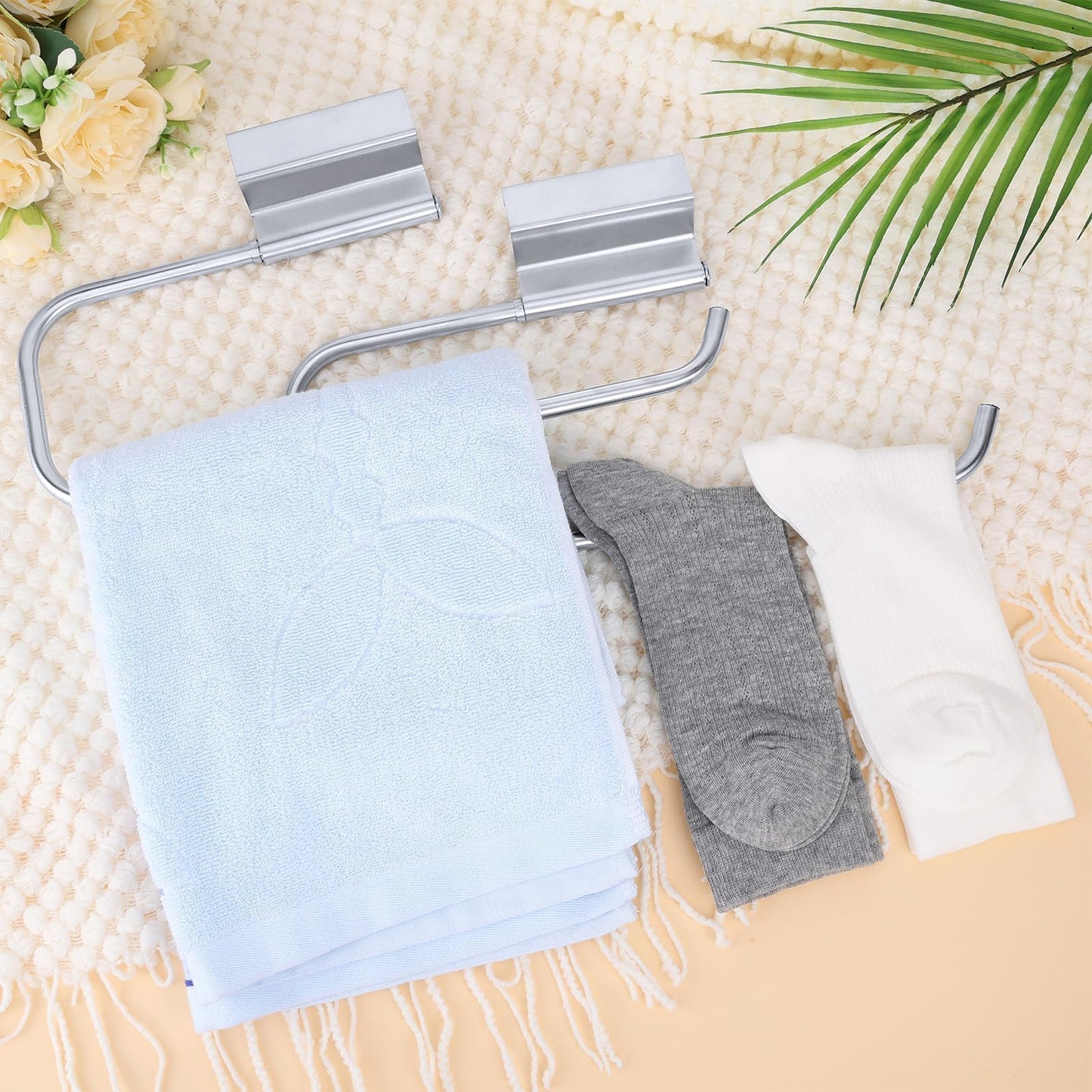 2 Pcs 12.4 Inches Cabinet Door Paper Towel Holder Stainless Steel Camper Paper Towel Holder Cling Film Holder for Kitchen Bathroom Laundry Room Camping Car Tissue Storage