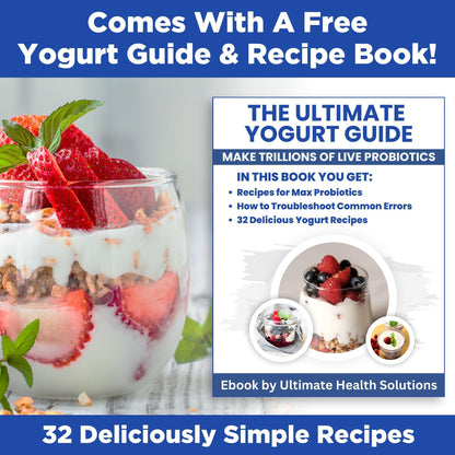 Ultimate Probiotic Yogurt Maker with Adjustable Temperature & Time Control - Make Trillions of Live Probiotics & Get Better Gut Health - ULTIMATE LIFETIME WARRANTY - Wellness Gifts for Men & Women