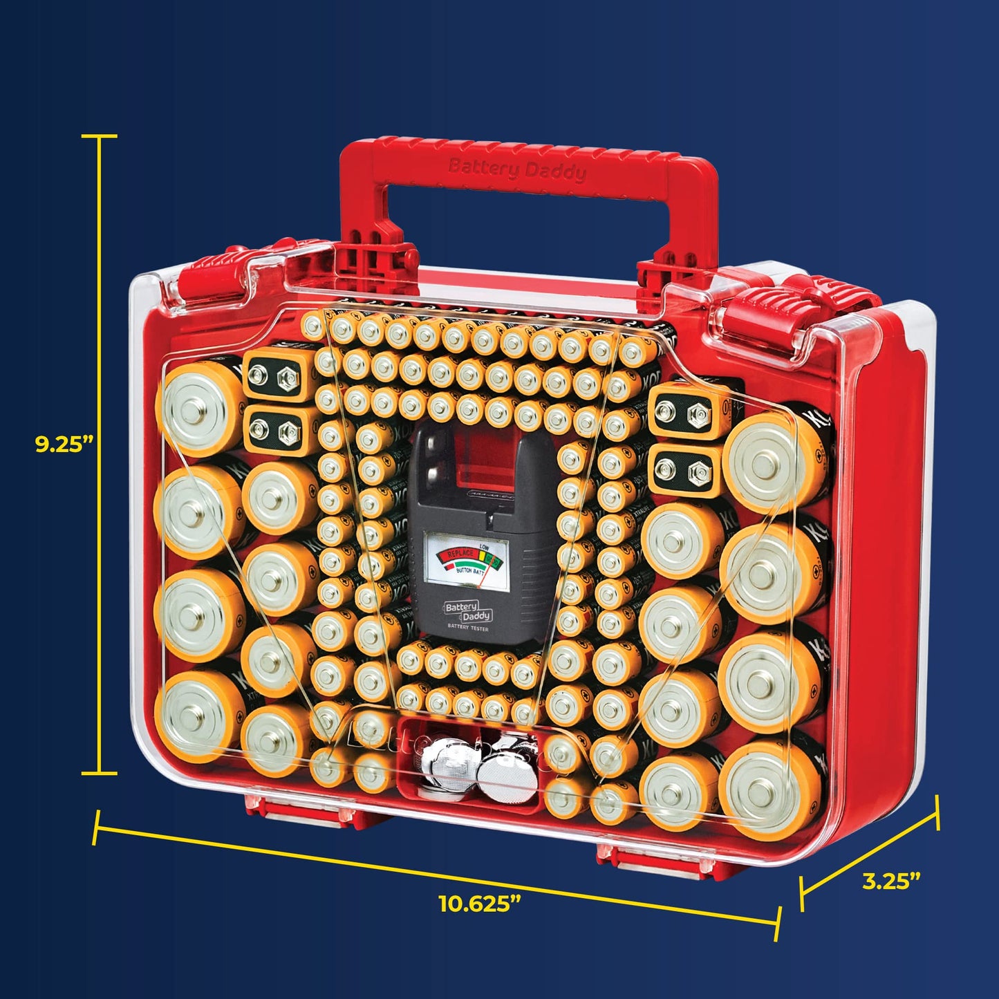Ontel Battery Daddy Smart - Battery Organizer Storage Case with Tester, Stores & Protects Up to 150 Batteries, Clear Locking Lid, As Seen On TV, Smart - 150 Batteries (BADAS-MC4)