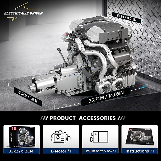 Mould King 10201 W16 Engine Building Kit for Adults MOC W16 Engine Model Toy for Display STEM Car Engine Building Project for Adult (2024 PCS)