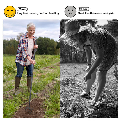 BsBsBest Hoe Garden Tools, 37-62 Inch Gardening Tools for Weeding, Stirrup Hoe Long Handle for Yard Weed Puller, Scuffle Hula Adjustable Weeding Loop Hoe for Lawn, Vegetable, Soil, Planting Black