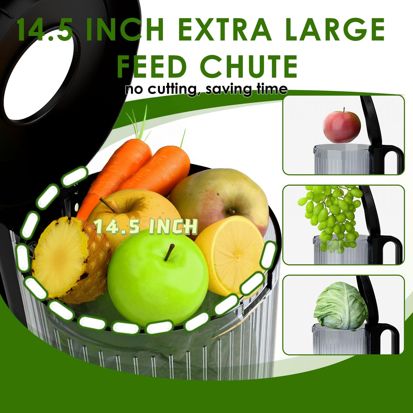 WHALLPRO Slow Masticating Juicer machines, Touch Control Cold Press Juicer with Wide Feed Chute, Juicer Easy to Clean for Whole Vegetables Fruits, Ergonomic Operational Panel,High Juice Yield,Titanium