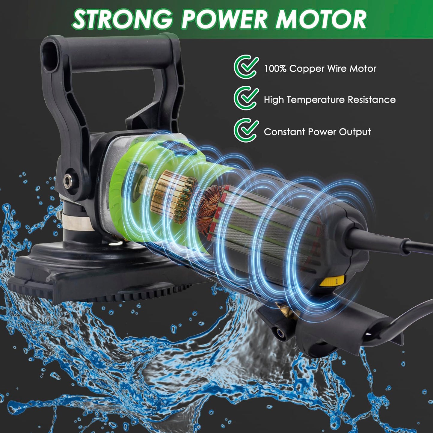 SDRTOP 800W Electric Wet Stone Polisher 4'' Variable Speed Grinder Buffing Machine, Countertop Concrete Polisher with 7PCS Diamond Polishing Pads for Granite, Tile, Cement Floor