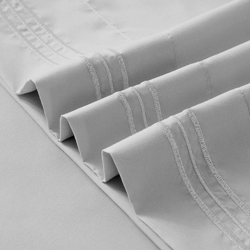 YIYEA Pillow Cases Standard Size Set of 4, Ultra Soft 1800TC Hotel Quality Double Brushed Microfiber Embroidered Pillowcases and Floral Pillow Covers, Envelope Closure, Fade Resistant (20"x26")