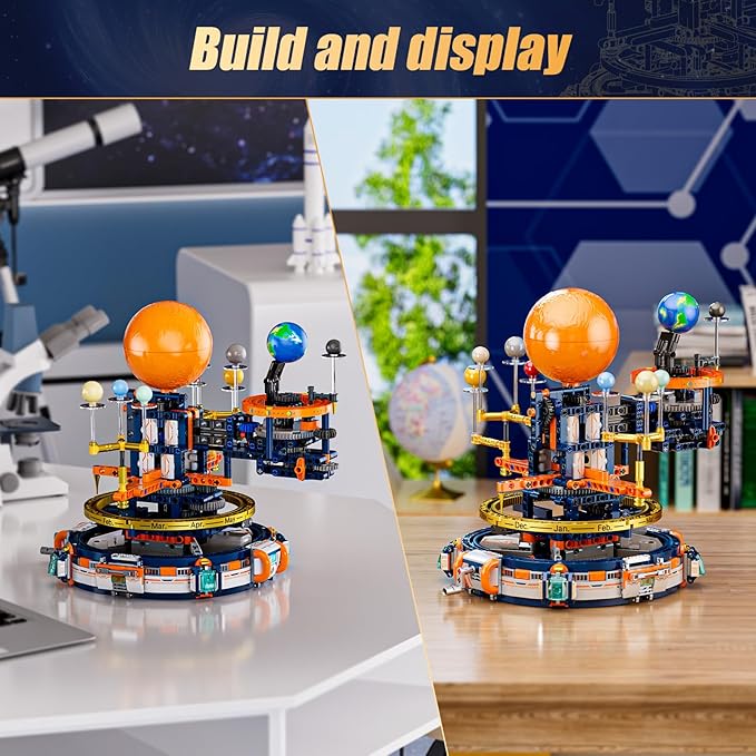 JAKI Solar System Building Set - Electric Solar System Model with Dynamic Lighting and Real Rotating Effects STEM Educational Space Toy for Teens and Adults Home Office Decoration.