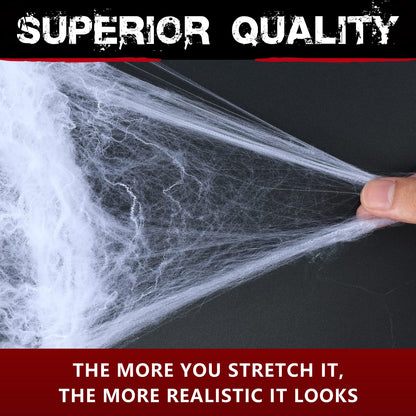 1000 sqft Spider Webs Halloween Decorations Bonus with 30 Fake Spiders, Super Stretch Cobwebs for Halloween Indoor and Outdoor Party Supplies