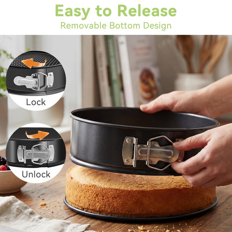 USLAI Springform Pan, 4/6/7/8/9/10 Inch Nonstick Cheesecake Pan with Removable Bottom, Easy to Clean, Ideal for Baking Cakes, Pies and Quiches - 6 Inch