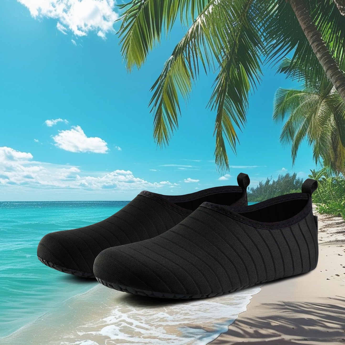 VIFUUR Water Sports Shoes Barefoot Quick-Dry Aqua Yoga Socks Slip-on for Men Women A Black 34-35