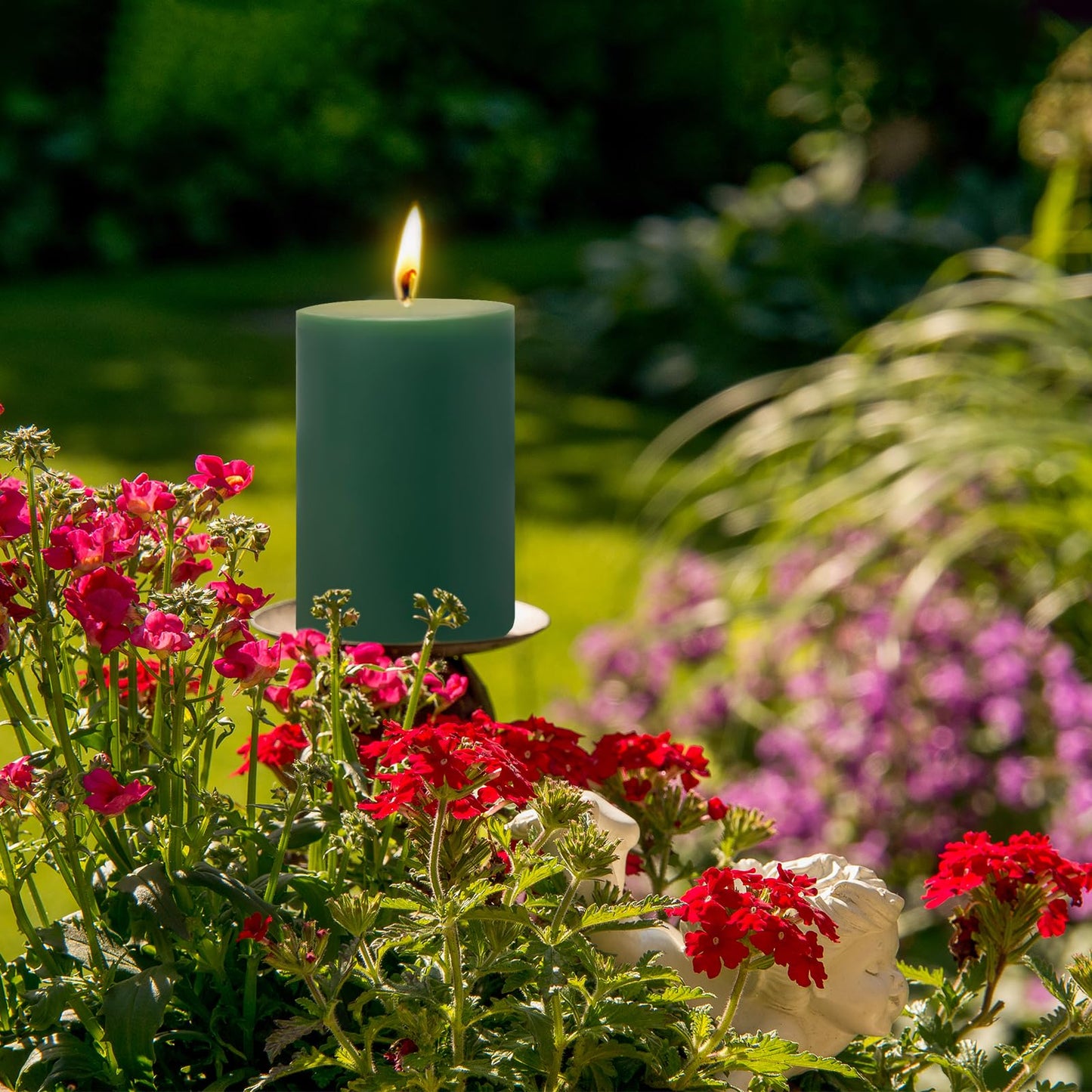 6 Pack 2x3 inch Pillar Candles, Green Unscented Votive Candle for Celebration Home Decoration, Dripless and Long Burning Time