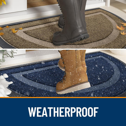 OLANLY Half Circle Door Mat - Waterproof All-Season Indoor/Outdoor Entrance Mat | Easy Clean, 29.5x17, Brown