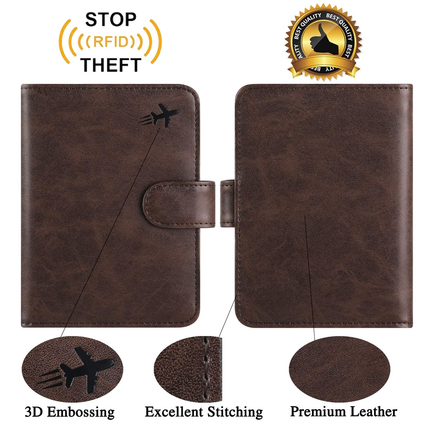 Passport Holder Cover Wallet RFID Blocking Leather Card Case Travel Accessories for Women Men (Z #Chocolate)