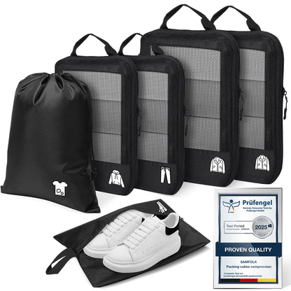 Compression Packing Cubes for Travel, Lightweight 6 Set Bags Cruise Must Haves for Luggage Carry On Suitcase and Clothes Organizer, Durable Vacation Essentials and Accessories Gifts for Women and Men