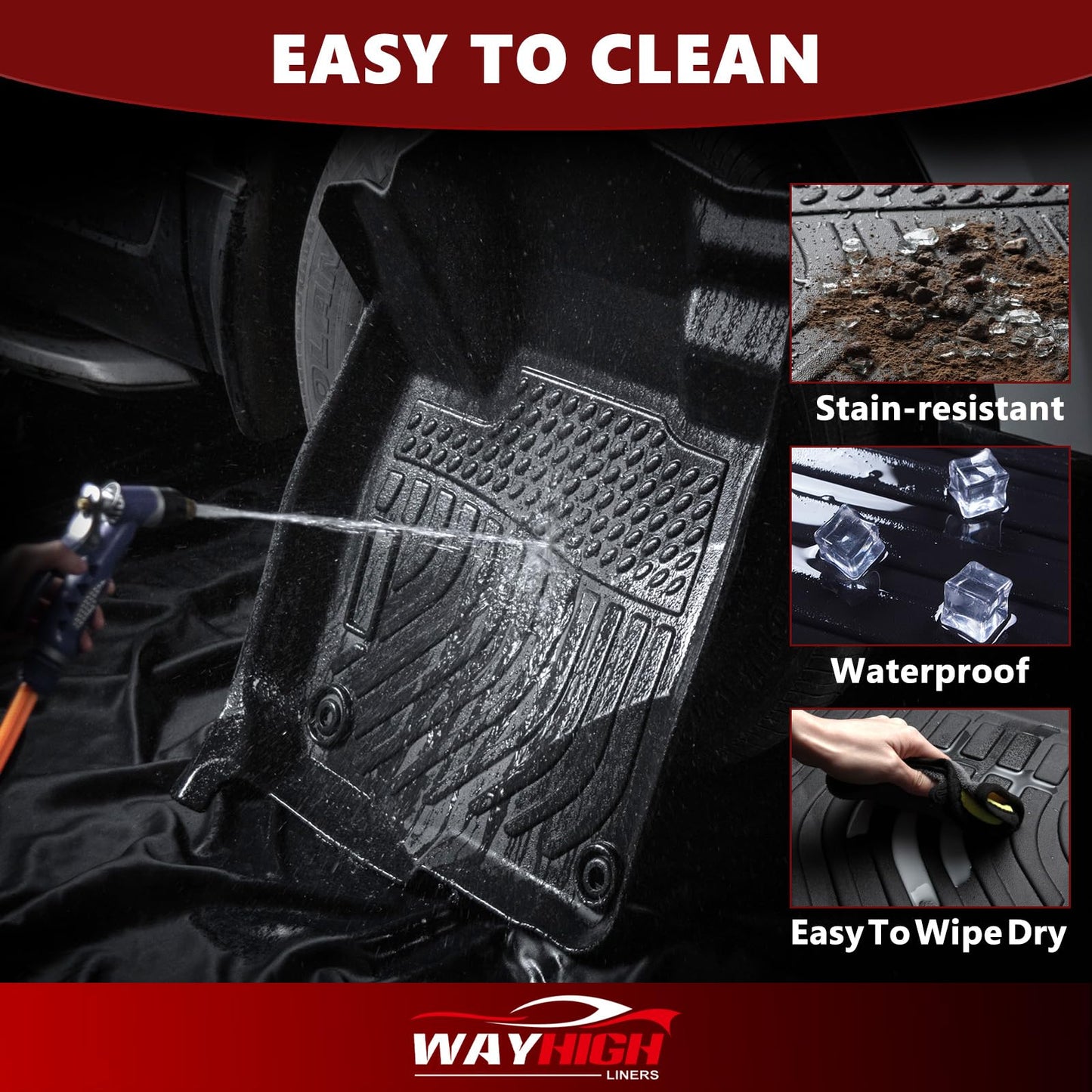 Wayhigh® Floor Mats & Cargo Liner for Toyota RAV4 Hybrid 2019-2024 2025(Only Hybrid) All Weather TPE Car Mats Waterproof Heavy Duty Floor Liners Custom Fit for RAV4 Accessories- Black