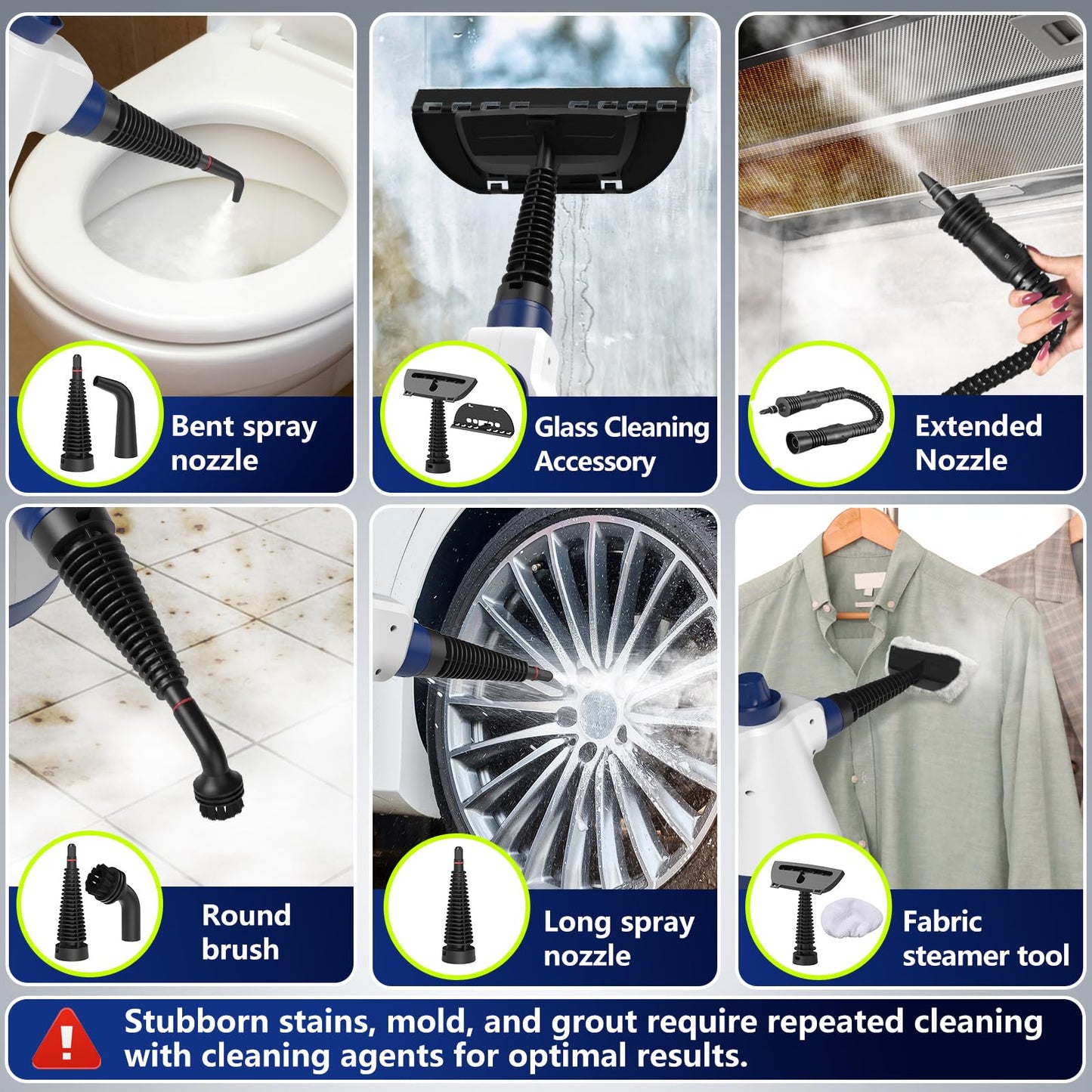 Steam Cleaner, Pressurized Handheld Steam Cleaner for Home with 12pcs Accessories & Safety Lock, Multi-Surface & Powerful Home Use Steamer for Cleaning, Car, Bathroom, Shower, Window, Grime, Grease