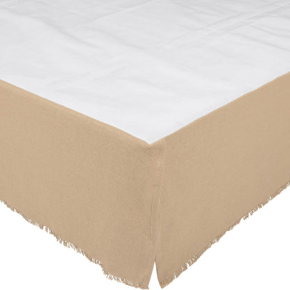 VHC Brands Burlap Fringed Bed-Skirts, Queen, Vintage White Tan