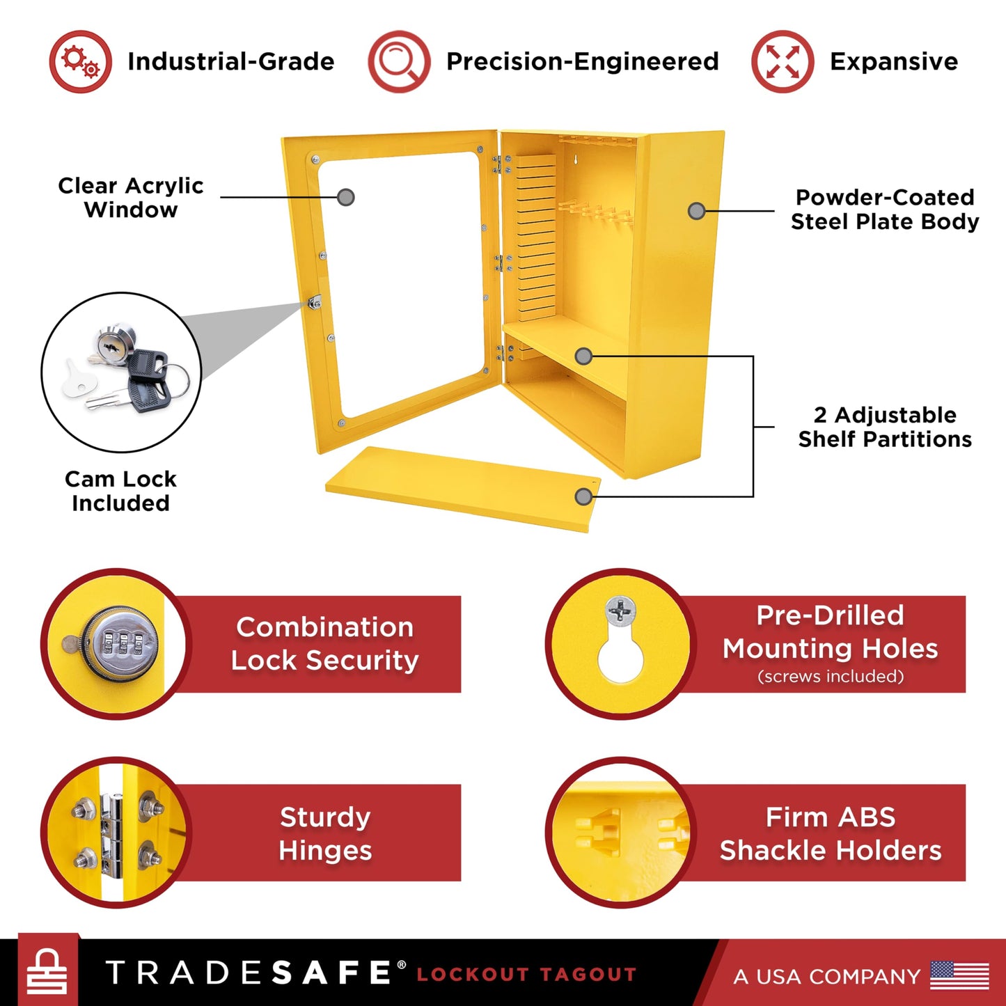 TRADESAFE Lockout Tagout Cabinet, Lock Out Tag Out Station Unfilled - No Loto Devices Included, Wall-Mountable Lockout Tagout Station Cabinet, Loto Box 18-7/8 x 7 x 23-5/8 inches