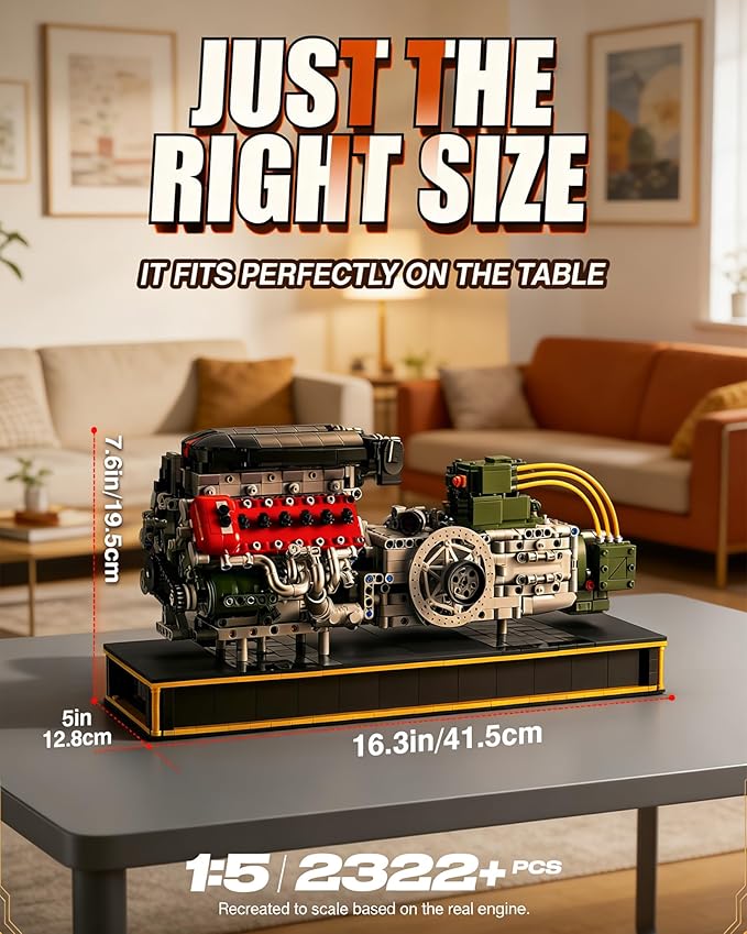 V12 Engine Model Kit that Runs Build Your Own Mechanical Building Set with Battery Box and Motor 2322PCS STEM Technic Toy for Adults Teens Age 14+