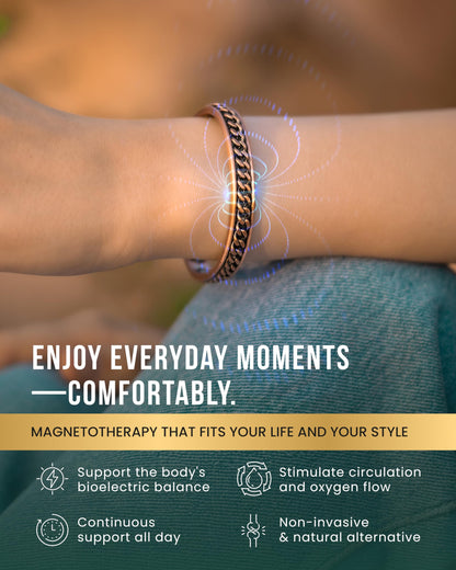 MagnetRX® Copper Magnetic Bracelets – Effective Pure Copper Bracelet for Men and Women – Copper Cuff Adjustable Magnetic Bracelet Bangles (Curb Chain Inlay)