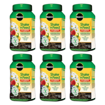 Miracle-Gro All Purpose Plant Food - Shake 'N Feed Fertilizer, 1 lb. | 6-Pack for Healthy Plants