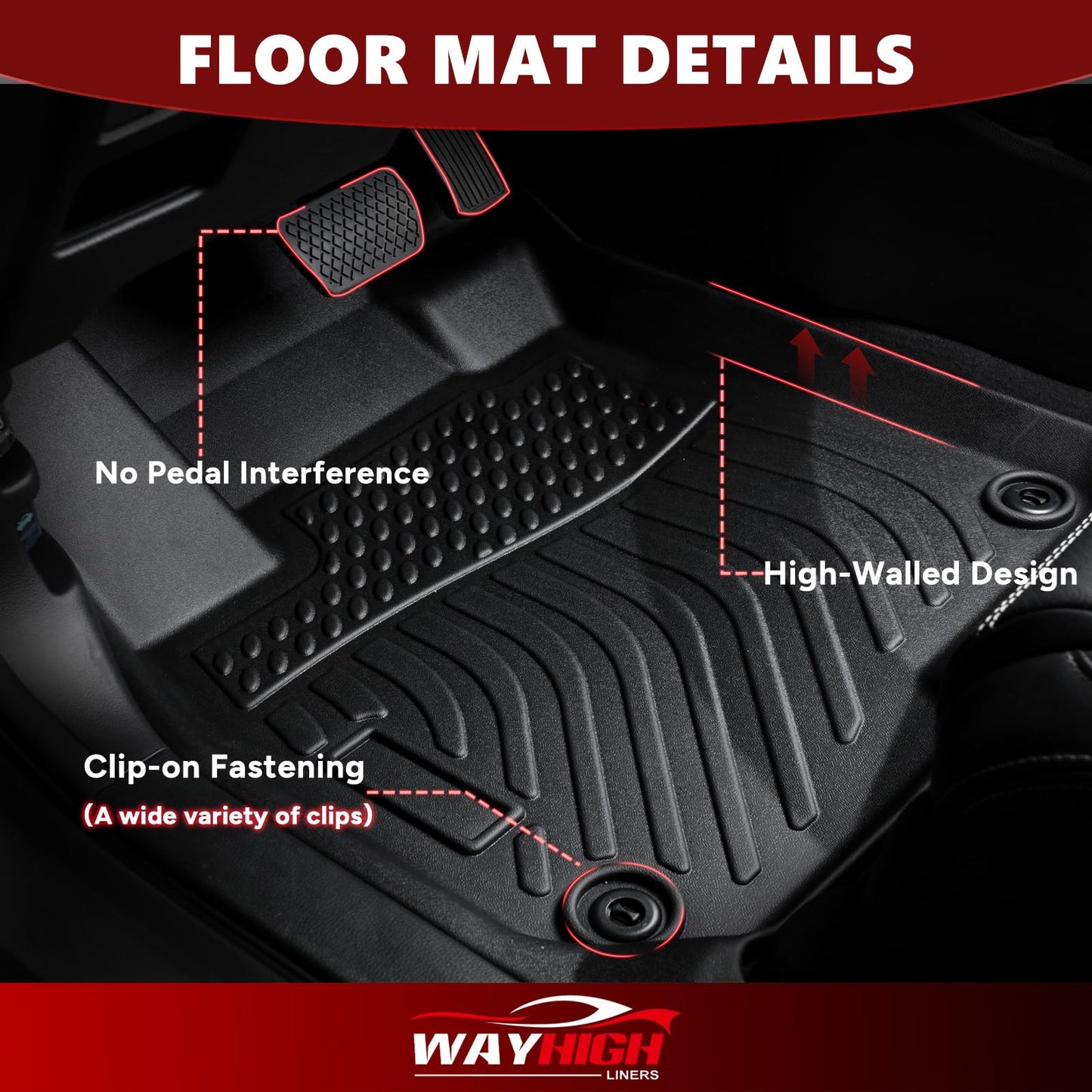 Wayhigh® Floor Mats & Cargo Liner for Toyota RAV4 Hybrid 2019-2024 2025(Only Hybrid) All Weather TPE Car Mats Waterproof Heavy Duty Floor Liners Custom Fit for RAV4 Accessories- Black